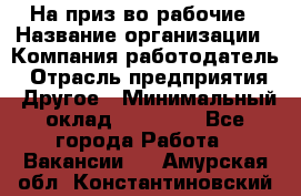 На приз-во рабочие › Название организации ­ Компания-работодатель › Отрасль предприятия ­ Другое › Минимальный оклад ­ 30 000 - Все города Работа » Вакансии   . Амурская обл.,Константиновский р-н